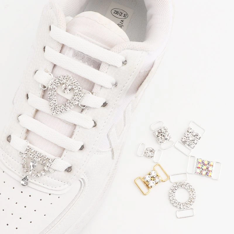 DIY Rhinestone Diamond Shoelaces Metal Buckle for AF1 Luxurious Shoe