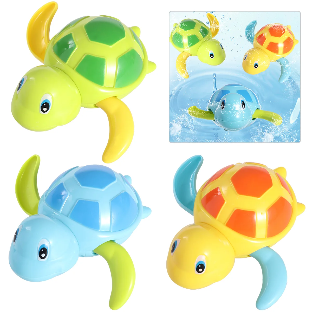 

TOYMYTOY 3 Pcs Baby Bath Time Fun Turtle Plastic Bathtub Toys