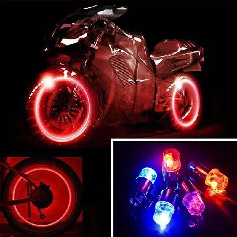 2/10Pcs Colorful LED Wheel Valve Lights Motorcycle Car Wheel Tire Valve Caps Universal Dustproof Bicycle Valve Cover