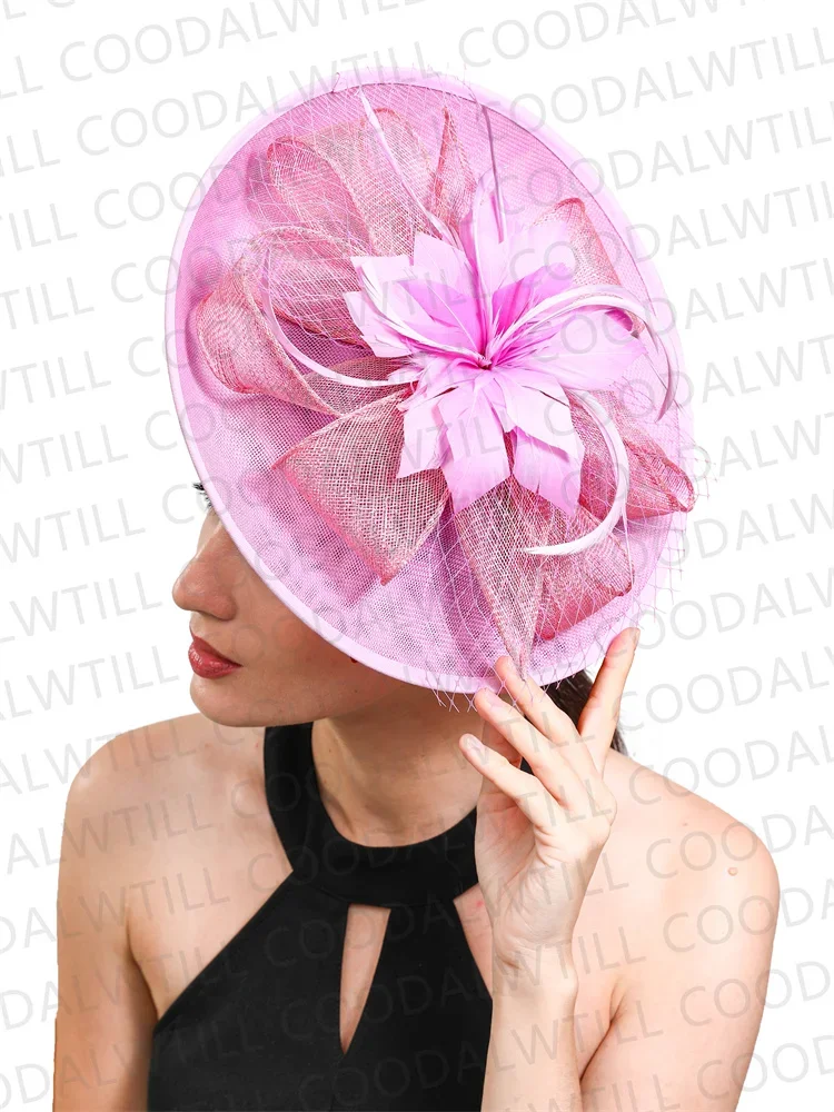 

Women Chapeau Femme Fascinators Derby Hat Wome Chapeau Ceremonie Mariage Hair Accessories Fancy Feather Flower Headpieces