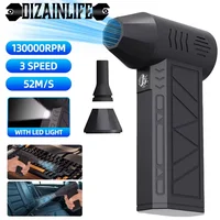 Brushless Mini Air Blower 130000RPM Electric Compressed Air Duster 3 Gear Turbo Jet Fan Violent Blower Rechargeable with Light 1