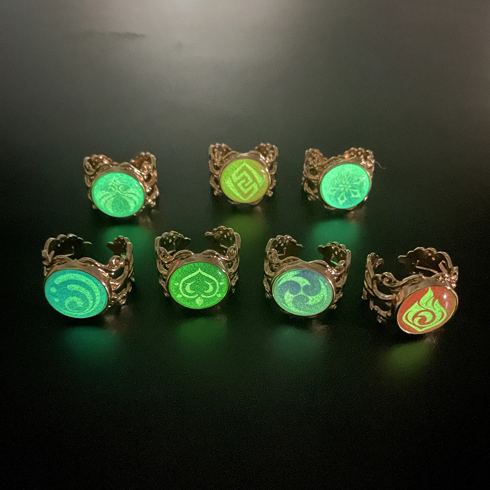 Anime Luminous Genshin Impact Vision Ring God's Eye Open Ring for Men Women Adjustable Finger Jewelry Birthday Gift 6