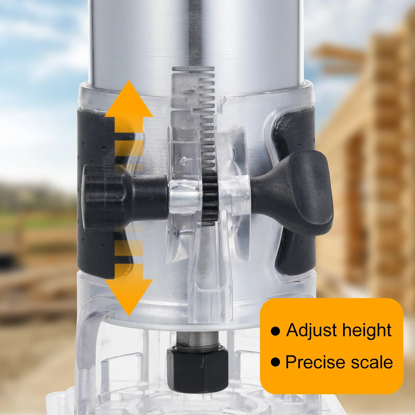 Wood Router 800W Wood Trimmer 30000r/min 6 Variable Speed with 15pcs Milling Cutter Accurate Cutting for Woodworking Trimming