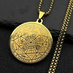 Divine Archangels Sigil Pendant Necklace - Stainless Steel Angel Amulet Jewelry (GD)