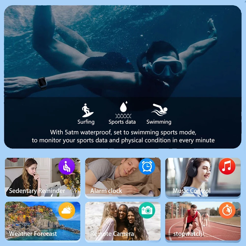 BYSL Ʈ ġ IP68 5ATM   Smartwatch 1.71 ġ  5.0 ߿ 380mAH ͸ ð