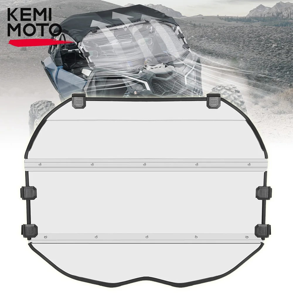 

KEMIMOTO Front Windshield for Can-Am Maverick X3 Max R RR 4x4 XMR XDS Turbo DPS UTV Clear PC Combination Windscreen 2/4 Doors