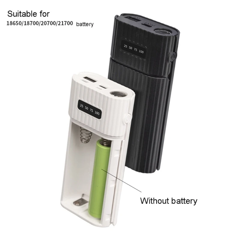 DIY 18650 18700 20700 21700 Battery Power Bank Charger Type C PD+QC3.0 USB Output Flashlight Cellphone Tablet