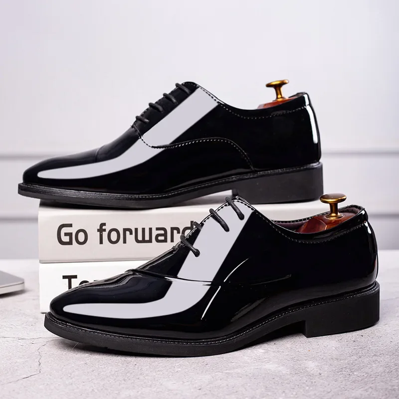Leather shoes Men Business Formal All-match Wedding Party Patent Italian