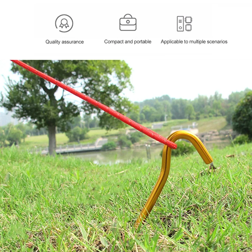 Tent pegs 4pcs/set 18cm Aluminium Alloy Tent Pegs With Hooks Garden Stakes Ground Nail for Hammock Camping Guyline Awning Canopy Flysheet