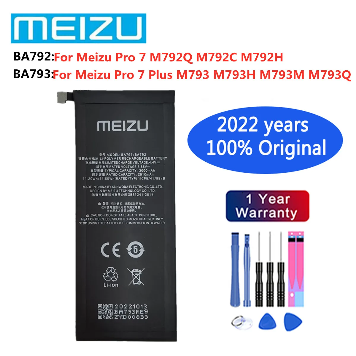 

Original Meizu BA792 BA793 Replacement Battery For Meizu Pro 7 M792Q M792C M792H BA791/ Pro 7 Plus M793 M793H M793M M793Q Phone