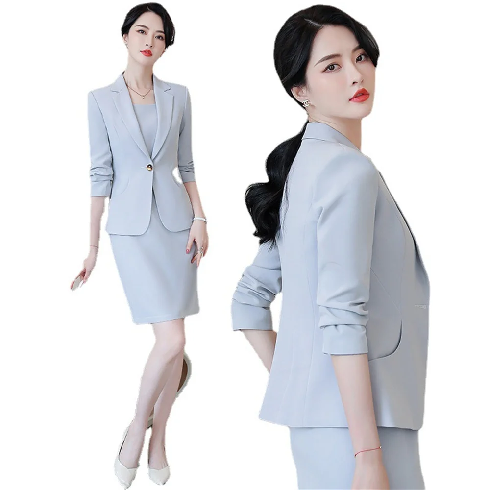 Luxury Women Dresses Set 2023 New in Office Lady Office Lady Professional Business Two Piece Set Female Blazer with Dress