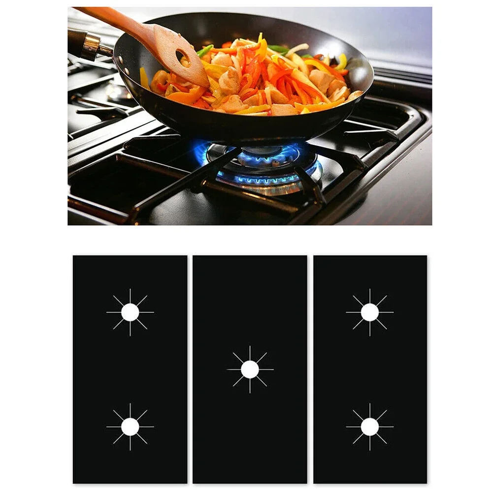 1 Set 5-Hole Gas Stove Pad Protective Cover Kitchen Cleaning Anti-dirty Non-stick Pad Reusable Stovetop Scratch Protector Pads