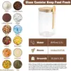 Glass Square Storage Jar with Bamboo Lids Spoon Glass Coffee Canister Food Container for Beans Pasta Candy Spice Rice Loose Tea 3