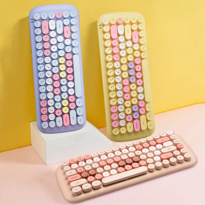 

Wireless keyboard and mouse set circular punk desktop 2.4G laptop office