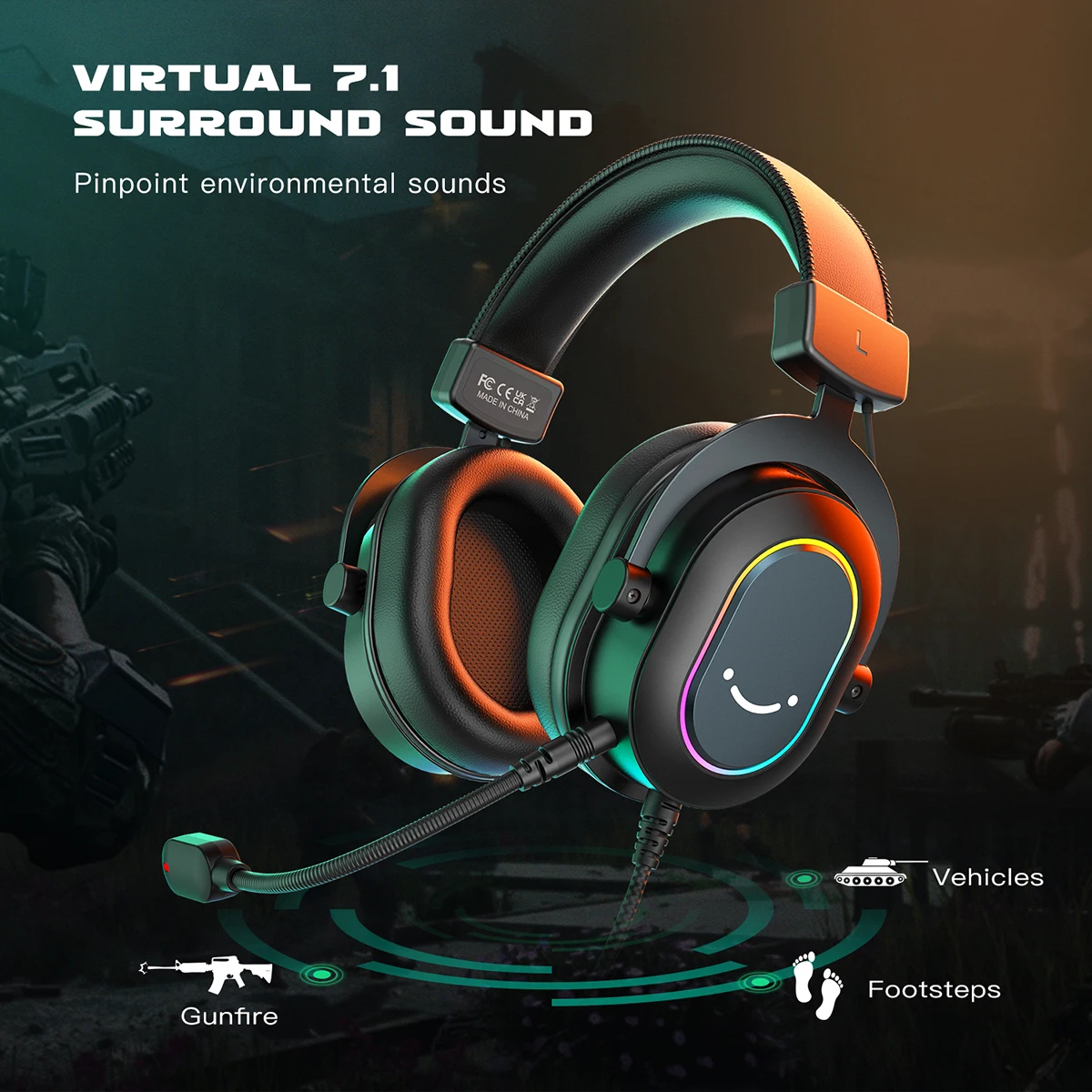  FIFINE Gaming Headset for PC-Wired Headphones with  Microphone-7.1 Surround Sound Computer USB Headset for Laptop, Streaming  Headphones on PS4/PS5, with EQ Mode, RGB, Soft Ear Pads - AmpliGame H6 :  Video