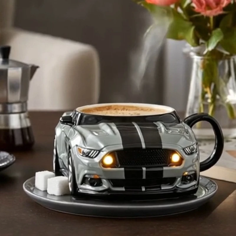 Creative Car Shaped Milk Water Mug Inner Liner Stainless Steel Coffee Cups Household Desktop Crafts Father and Boyfriend Gifts