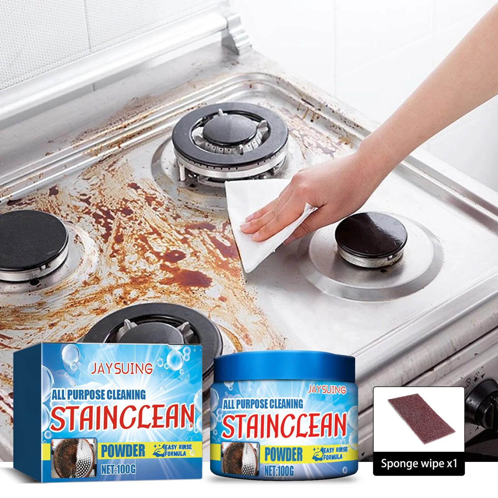 All Purpose Cleaning Powder Foam Heavy Oil Grease Cleaner Kitchenware Rust Removal Range Hood Cleaning Agent Household Detergent