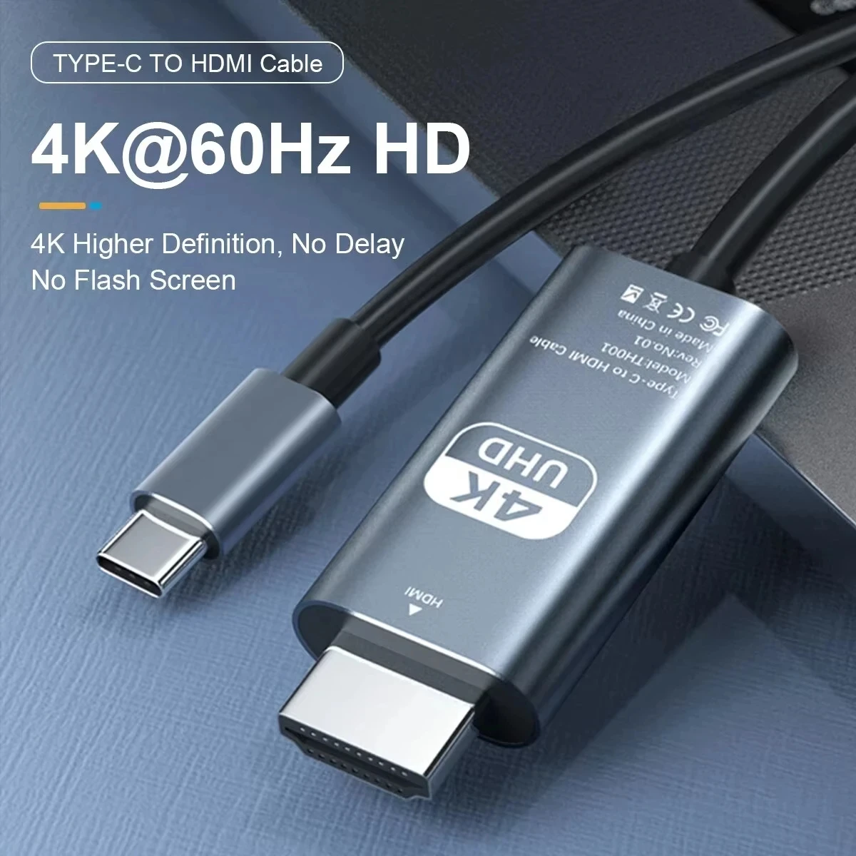 Type-c to HDMI-Compatible Cable 4K 60Hz HD Video Conversion Cable 2 Meters