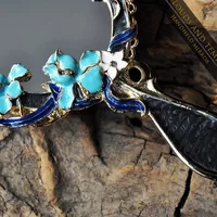 Vintage Elegant กระจกมือถือสาวน่ารักแบบพกพาแต่งหน้ากระจก Handle Retro Dressing Mirror 3