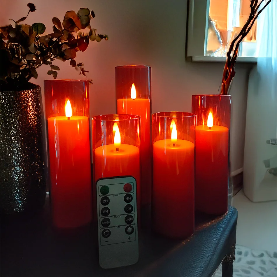 12 Velas De Té LED Rojas Parpadeantes - Sin Llama, A Pilas, Para Decoración Navideña, Bodas O Halloween