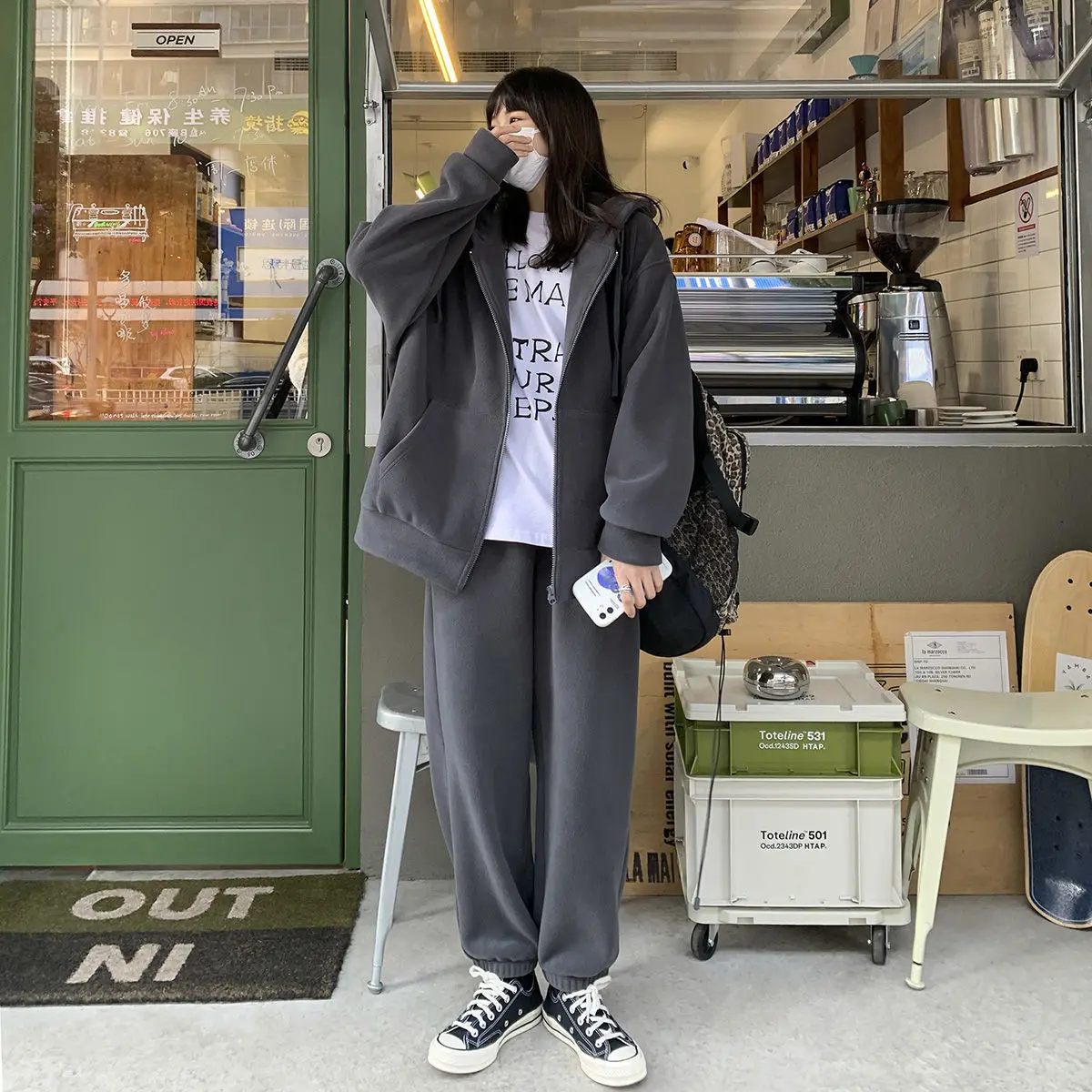 CGC 2022 New Harajuku Zip Up Hoodies Women Spring Autumn Oversize Hooded Sweatshirts Casual Thicken Warm Women Sweatshirts Tops