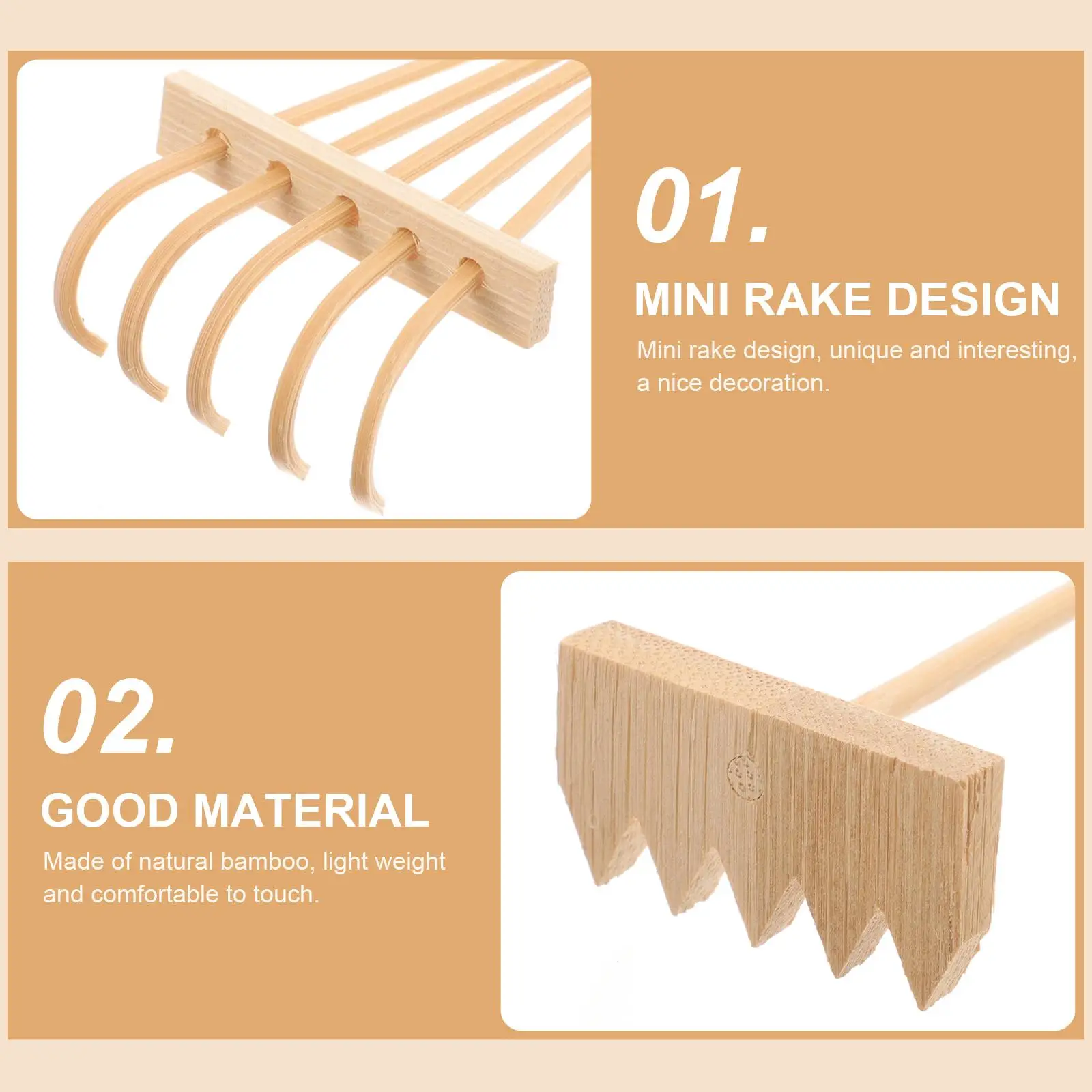 3 Pcs Mini Rake Mini Rake Bamboo Set For Sand Garden Tools Zen Meditation Accessories Feng Shui Decor Garden Tools