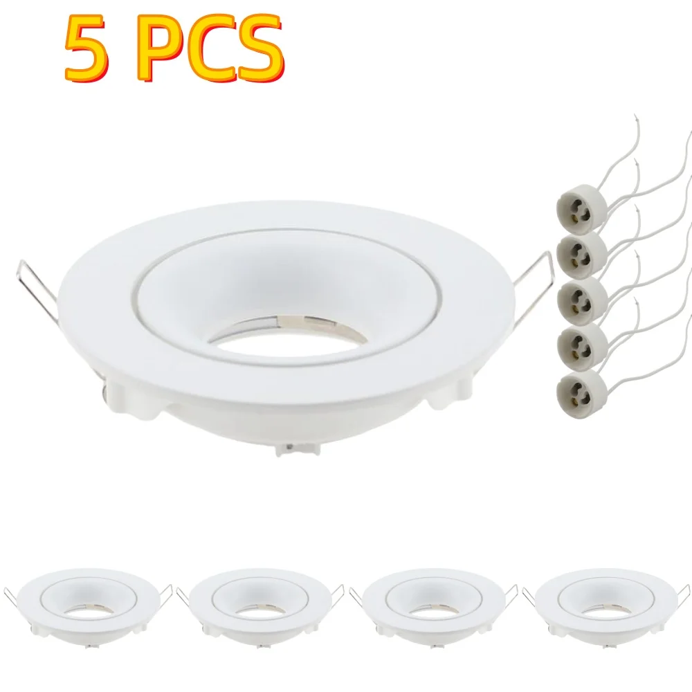 5 Pcs Led Downlight Round Square Recessed Ceiling Spot Lamp Frame with GU10 holder Spotlight Fitting Fixture for Balcony