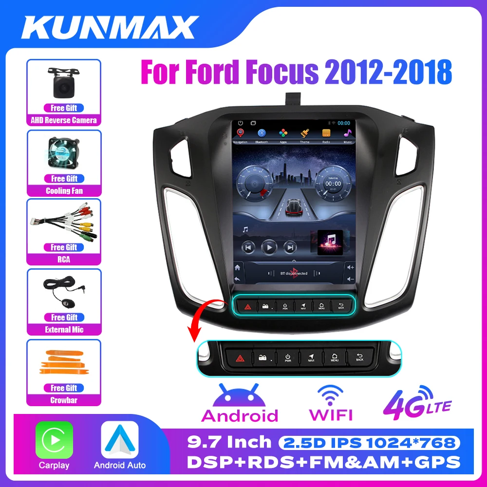 Autoradio Android Tesla Style 2 Din Per Ford Focus 2012-2018 Stereo Carplay Car Multimedia Video Player Dvd Navigazione Gps
