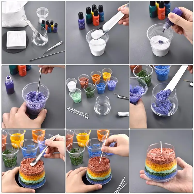 Description Picture 4 of itemCombustible Sand Handmade Candle Wax DIY Material Kit Pigment Wax Wick Tool Sand Wax Set DIY Making Supplies For Home Decoration