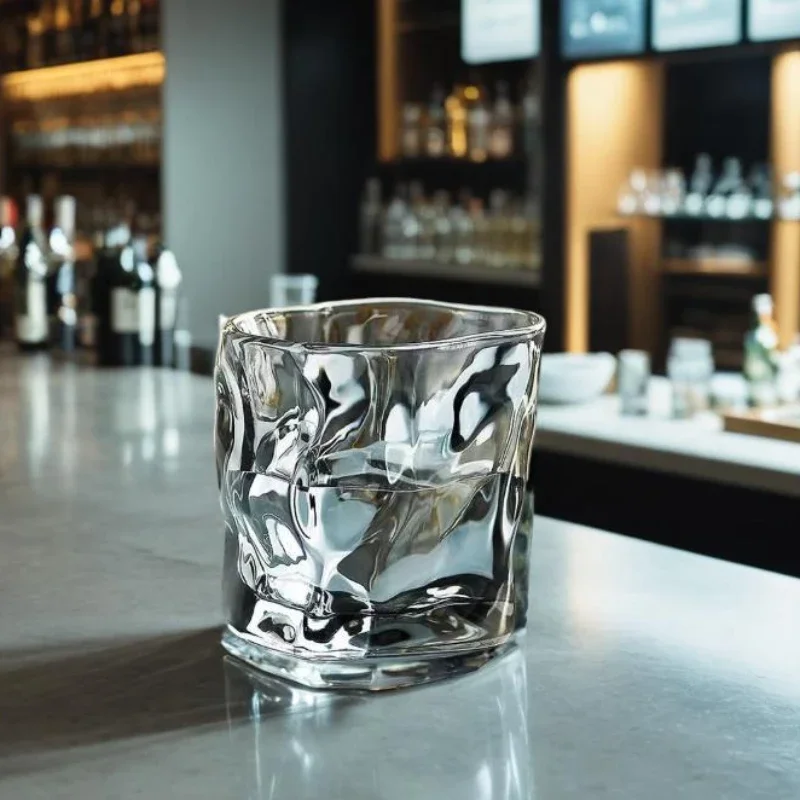 Korean Creative Ins Twisted Glass Cup Juice Drink Coffee Mug Cup Wave Pattern Colorful Glass Handmade Bar Drinkware