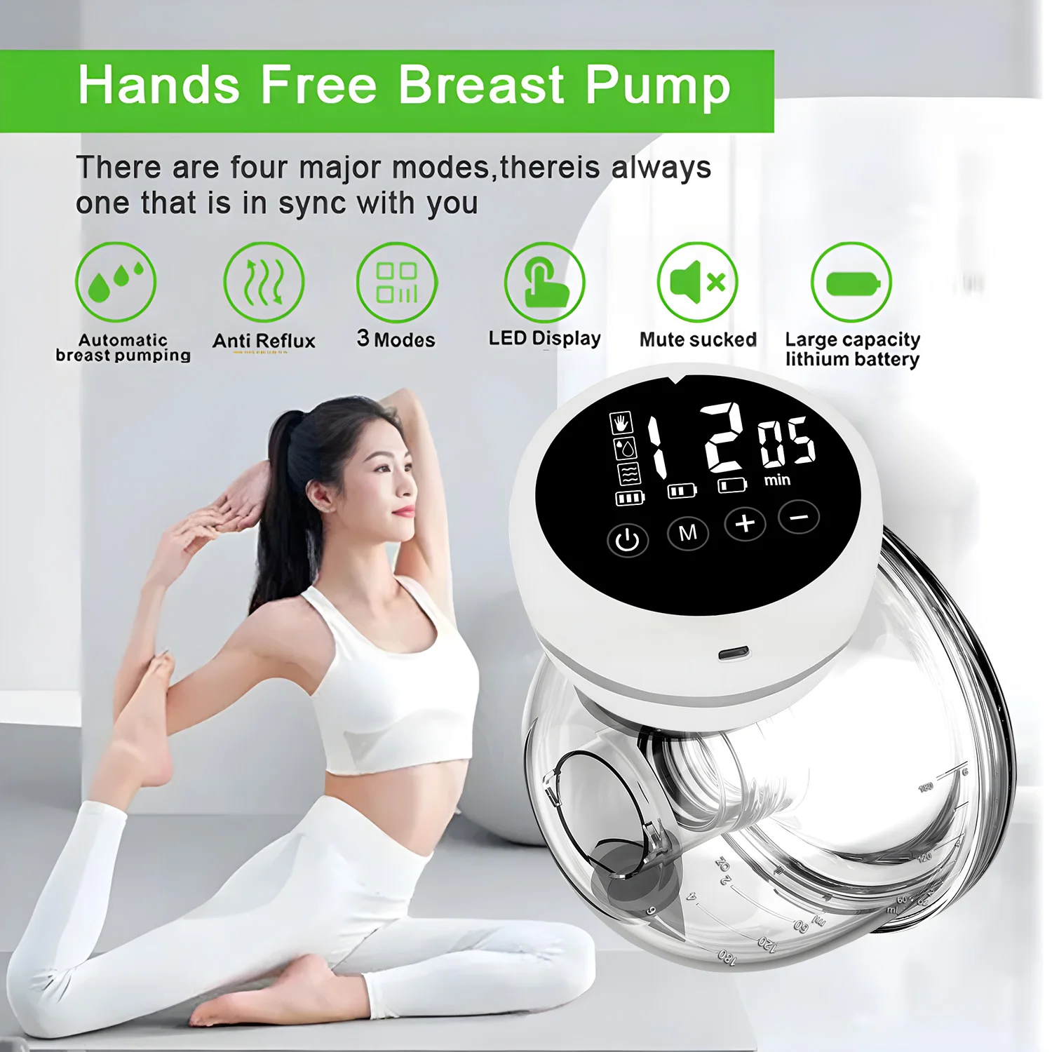 Portable Hand Free Wearable Electric Breat Pump Silent Comfort Milk Collector BPA-Free Extractor For Potpartum_voghion.com