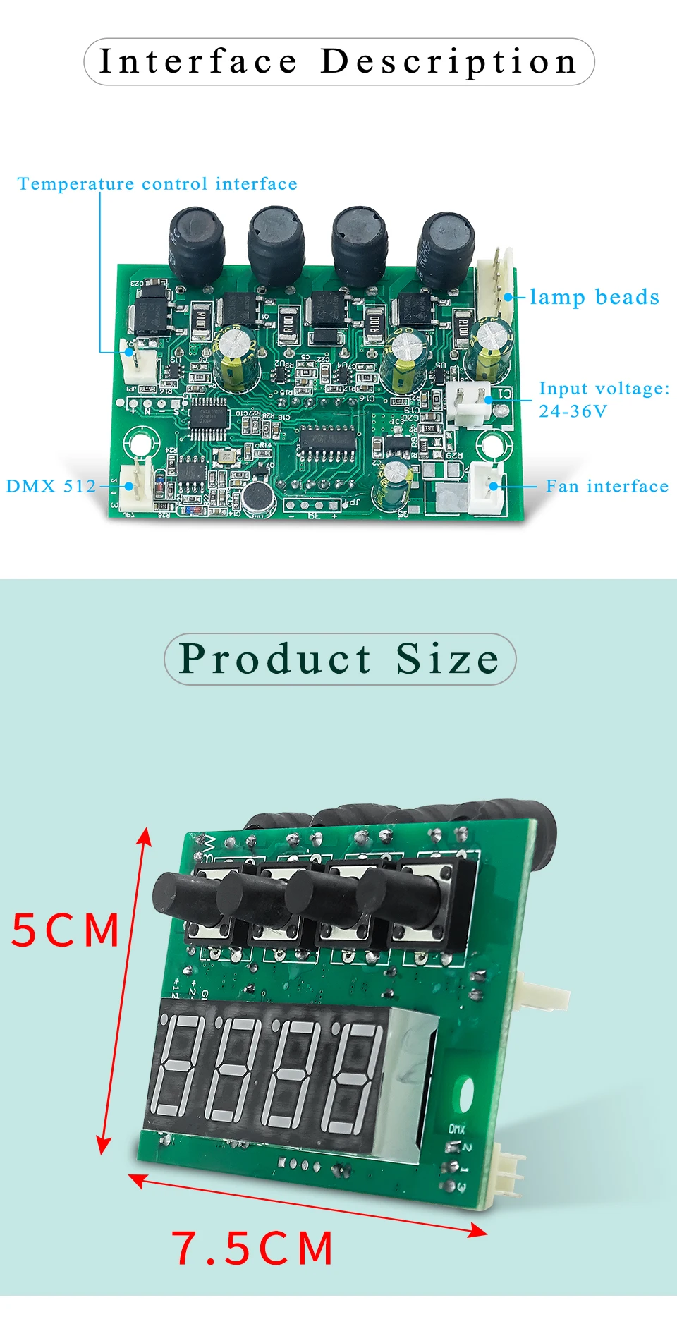 54x3w 18x12w 24x12w 12x12w Tensão Motherboard 12-36V