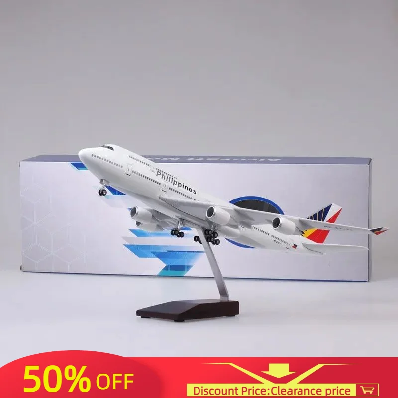 1:150 Scala 47Cm Diecast Model Philippine Airlines Boeing 747 Resin Airplane Airbus Con Display Collezione Di Giocattoli Leggero E Ruote