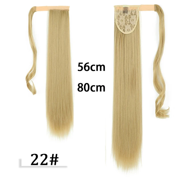 My-Diva Long Straight Heat Resistant Synthetic Ponytail Hair Extension Wrap Around  Fake Hair Clip In Brown Pony Tail 22