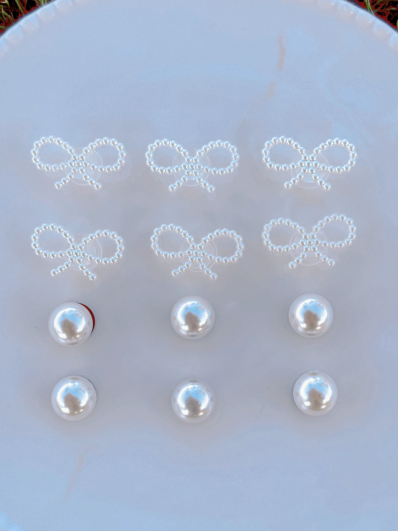 รูปสินค้า โบว์มุก DIY ตกแต่งรองเท้า 12 ชิ้น สีขาว สวยใส