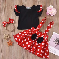 Robe d'été à pois pour petite fille, tenue de princesse mignonne, 2 pièces/ensemble 3