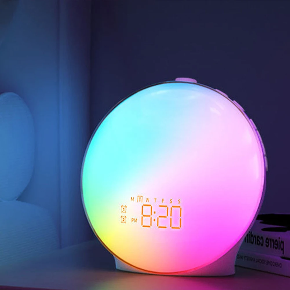 

Wake Up Light Alarm Clock with Sunset Simulation Dual Alarms FM Radio Nightlight Adjustable Colors Natural Sounds Snooze