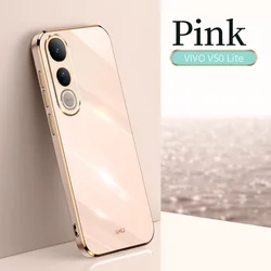 Luxury Fashion Plating Shockproof Silicone Phone Case for Vivo V50 Lite 4g (Pink(XL - DD))