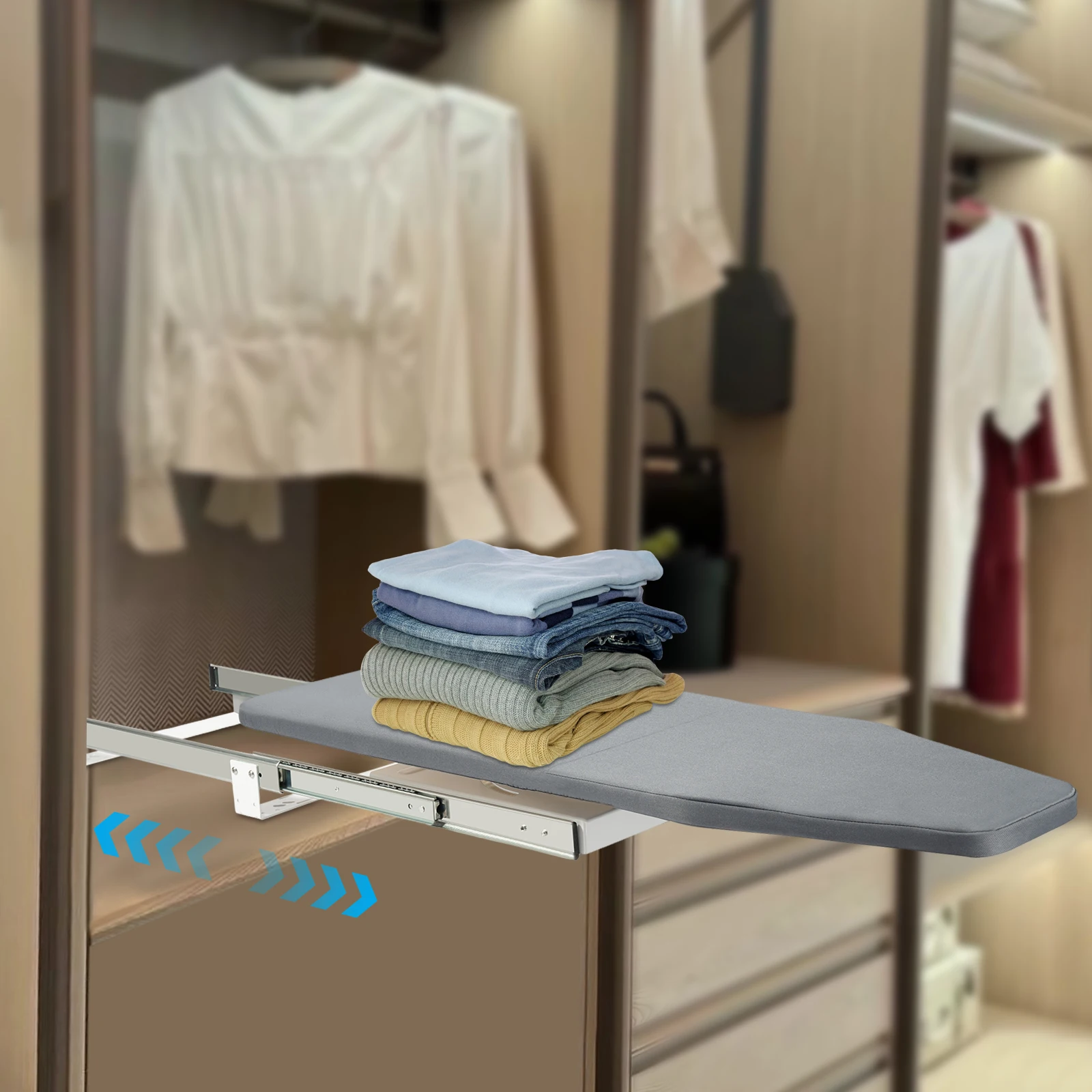 Bügelbrett, faltbar, platzsparend, drehbares Design, abnehmbarer Bezug zum Bügeln von Kleidung – Detail 6