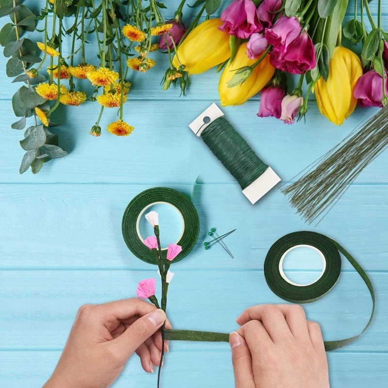 Filo per fioristi, 200 pezzi di filo per fiori da 0,5 mm, filo verde per bricolage, 30 cm, per la produzione di fiori artificiali, bouquet di fiori