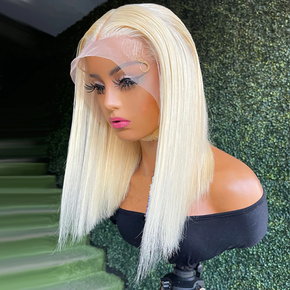 13x1x6 Lace Front Human Hair Wigs For Black Women 613 Blonde Short Bob HD Lace Wigs Brazilian Hair T Part Pre Plucked