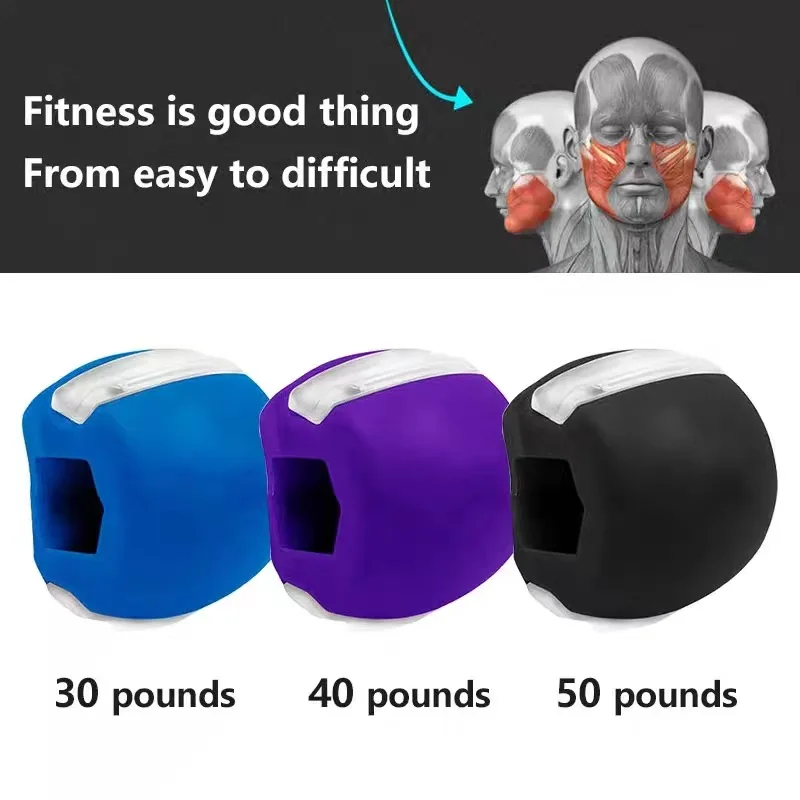 Jaw Exerciser for Fitness and Double Chin Removal with Food Grade Silicone Ball for Facial Muscles Training and V Face Lifting
