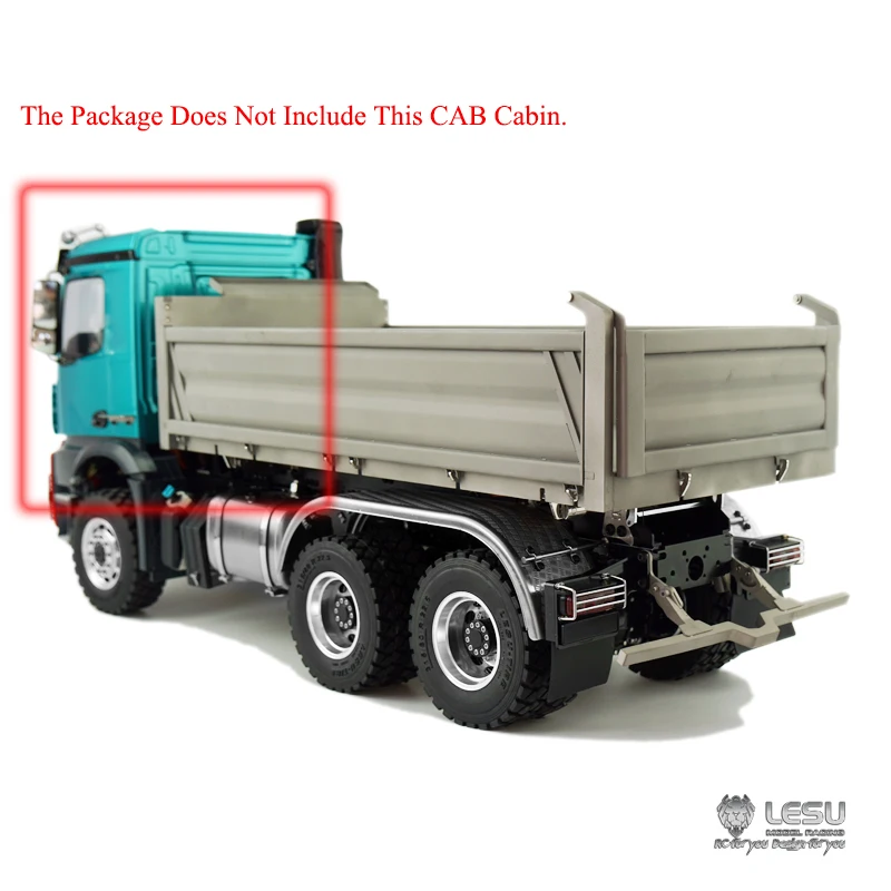 In Stock LESU 1/14  3Axles 6*6 Three-way RC Dump Truck 3348 Tipper DIY With ESC Light Sound W/O Cabin Toy TH11431 2