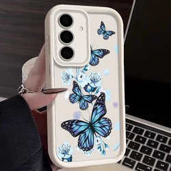 Blue Butterfly TPU Phone Case - Elegant and Durable Protective Cover - Galaxy S23+ (A833 Beige White)