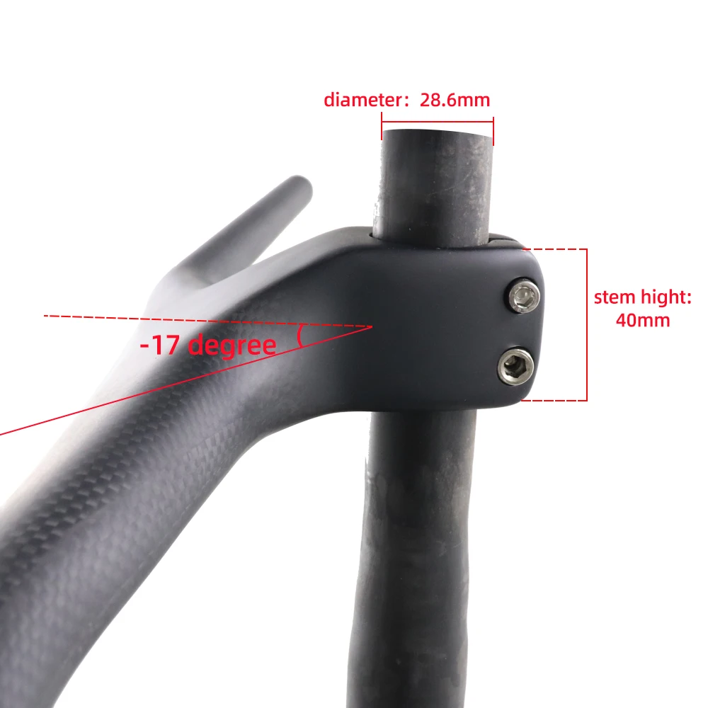 3K Carbon MTB Bicycle Riser-17 degree One-shaped Integrated Handlebar With Stem Black Matte Carbon MTB Handlebar