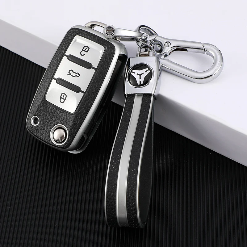 TPU 가죽 자동차 키 커버 케이스, 폭스 바겐 VW 폴로 티구안 파사트 B5 B6 B7 골프 EOS 시로코 제타 MK6 액세서리