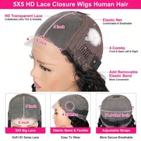 Perruques sans colle 5x5 en cheveux humains, prêtes à porter, Deep Wave, 13x4 13x6, perruque frontale en dentelle HD transparente, Water Wave, bouclées 6