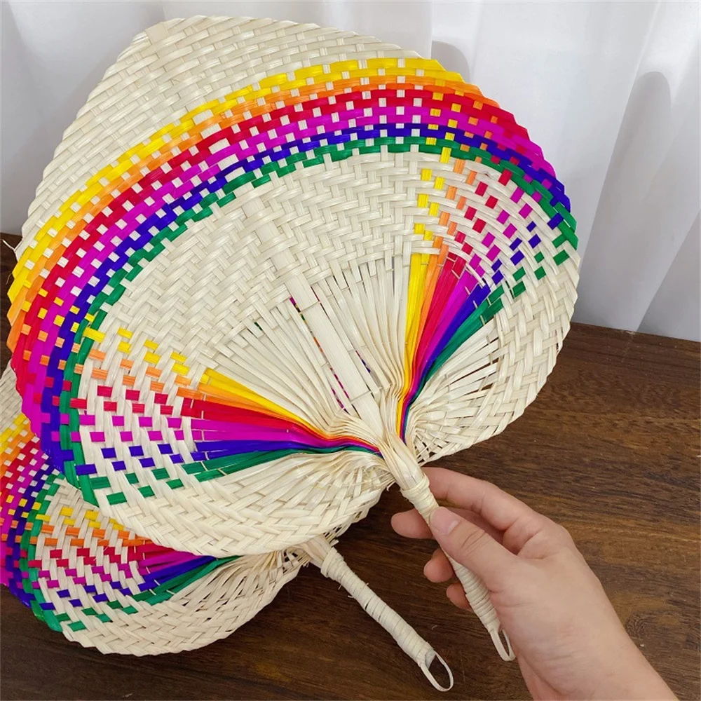 Handmade Straw Woven Fans Craft Summer Cooling Fan Bamboo Palm Leaf Hand-woven Hand Fan Home Wedding Decoration