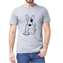 Unisex Cotton T-Shirt, Funny English Bull Terrier, Middle Finger Dog Lover Gifts Vintage Rude Joke, Men's Summer Novelty T-Shirt