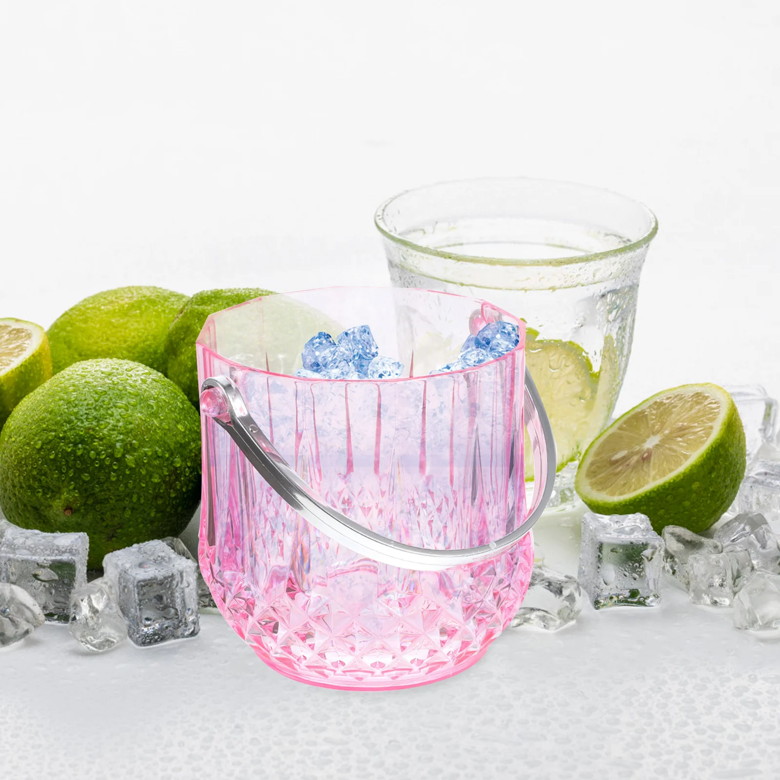 

Home Party Small Ice Bucket Clip Set Bar Supply Plastic Containers KTV Cube for Cocktail Practical Iced